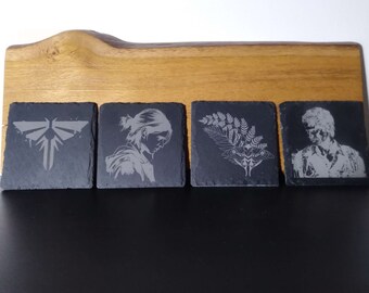 The Last of Us Slate Coaster set - homemade, stone, engraving, high quality, kitchen essentials