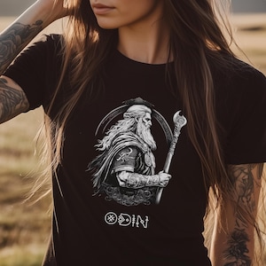 Norse God Odin Shirt, Viking Warrior T-shirt, Unique Gift for Norse Mythology Fans, For Him Her, Nordic Viking Art Tee, Pagan Fantasy Shirt