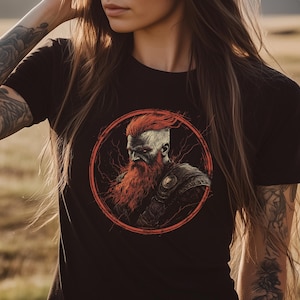 Norse God of Thunder Thor T-Shirt, Norse Mythology Design, Viking Warrior Inspired Shirt, Nordic Art Shirt, Unique Gift for Him, Mens Tee