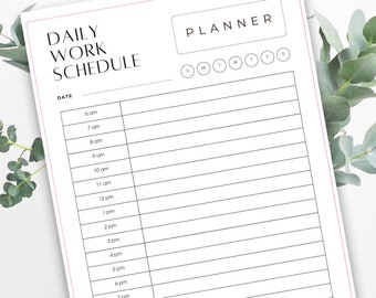 Daily Work Schedule Planner | Printable Day Planner | Digital PDF Organizer | Time Management | Productivity Tool