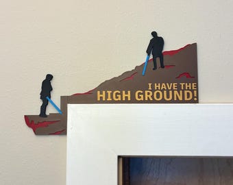 Star Wars Door Corner Kenobi vs Anakin | High Ground Revenge of the Sith Room Multicolor Decoration | Man Cave Home Decor