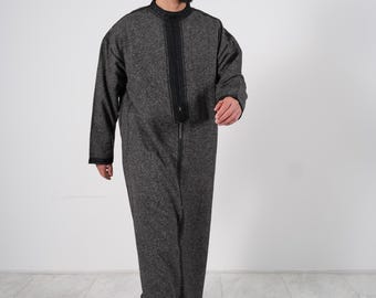 Marockansk Qamis, Jubbah Djellaba Kaftan Kandura Kamees Eid Ramadan Män Marockansk stil