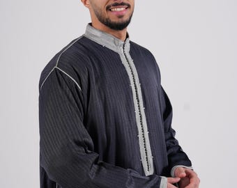 Marockansk Qamis, Jubbah Djellaba Kaftan Kandura Kamees Eid Ramadan Män Marockansk stil