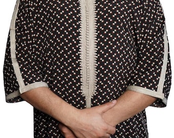 Marockansk Gandoura, Jubbah Djellaba Kaftan Eid Kandura Kamees Men Marockansk stil