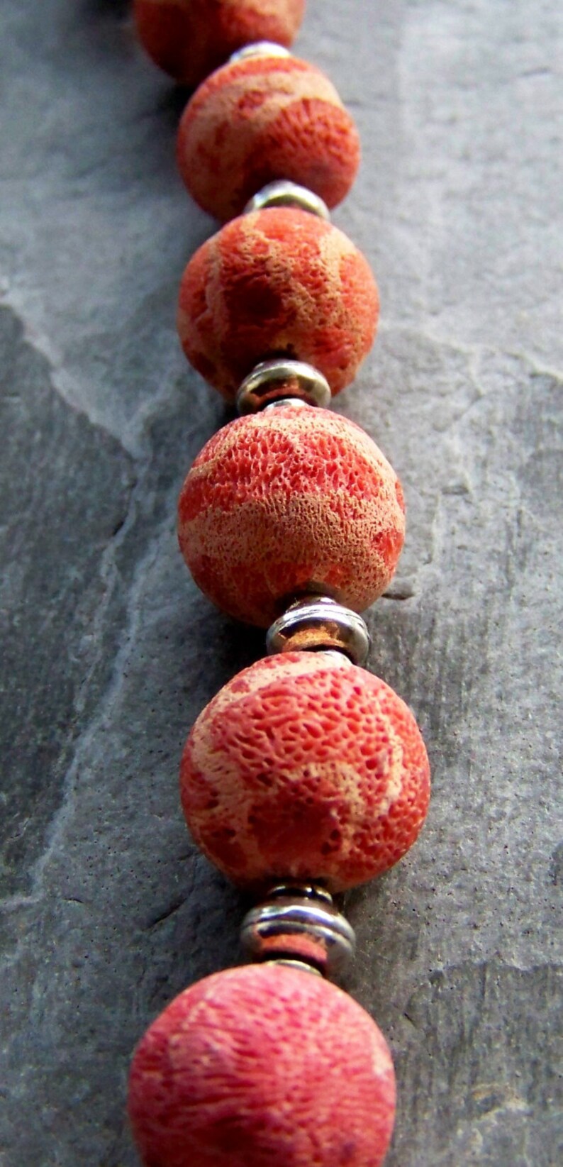 Coral Necklace, Sponge Coral, Organic Necklace, Statement Necklace, Natural Coral Necklace, Bali Silver, Rustic Necklace, Thai Silver image 2