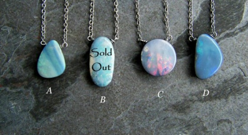 Blue Opal Necklace, Blue Opal Pendant, Fire Opal, Natural Opal, Gemstone Necklace, Minimalistic, Simple, Organic Jewelry image 2