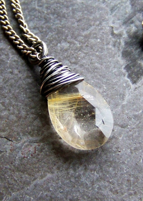 Golden Rutilated Quartz Necklace Everyday Necklace Minimalist