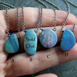 Blue Opal Necklace, Blue Opal Pendant, Fire Opal, Natural Opal, Gemstone Necklace, Minimalistic, Simple, Organic Jewelry image 4