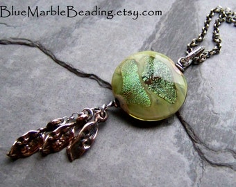 Dichroic Glass Pendant, Lampwork Necklace, Lampwork, Long Necklace, Mixed Metal Necklace, Rustic Jewelry, Oxidized Jewelry