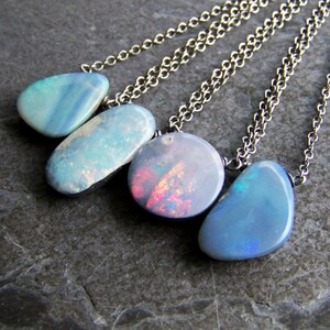 Blue Opal Necklace, Blue Opal Pendant, Fire Opal, Natural Opal, Gemstone Necklace, Minimalistic, Simple, Organic Jewelry image 3