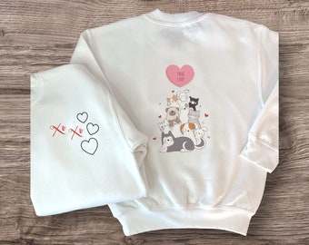 Mädchen-Katzenliebhaber-Sweatshirt/ Kinder-Sweatshirt/ Kinder-Katzen-Sweatshirt/ Kinder-Grafik-Sweatshirt/ Mädchen-Hundeliebhaber-Sweatshirt