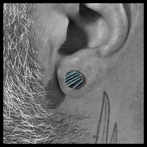 Round and Primitive Silver 925 Studs, Geometric Men silver stud earrings, Oxidized Silver 925 Stud, Edgy Minimalist Jewelry
