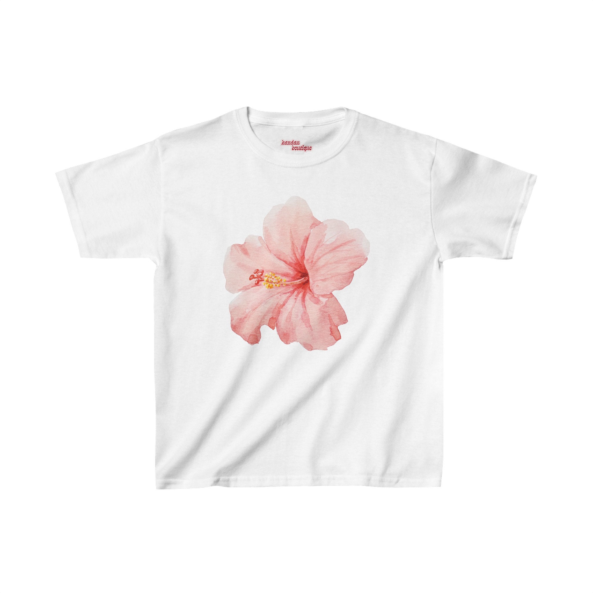 Light Pink Hibiscus Flower Aesthetic Baby Tee | Cute Baby