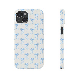 Coquette Blue Bows Slim Phone Case | Aesthetic Coquette Phone Case with Baby Blue Bows