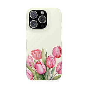 Pink Tulips Phone Case | Floral Slim Case | Aesthetic Floral Summer Vibes Cover | Girly Phone Case | Cute Plant Lover