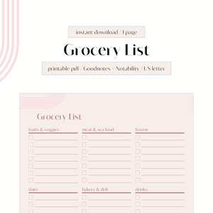 Grocery List | Shopping List | Digital Planner | GoodNotes Planner | Notability Planner | Groceries Organizer | Productivity Planner