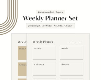 Weekly Planner Set | Digital Planner | GoodNotes Planner | Notability Planner | Productivity Planner | Weekly Goals | Minimalist Planner