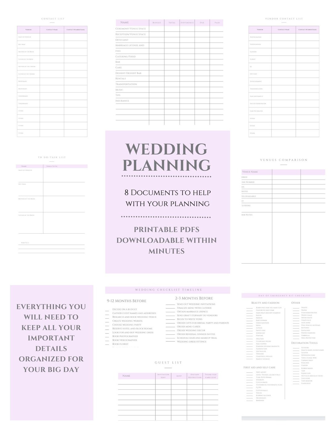 Example Wedding Documents PDF Wedding Organizer Documents - Etsy