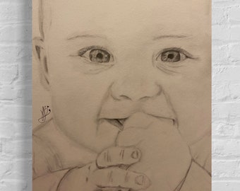 un dibujo A3 original hecho a mano de un lindo bebé