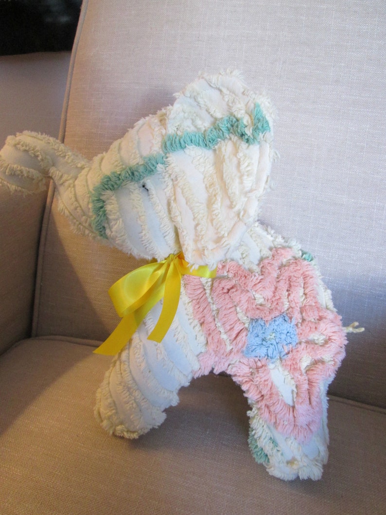 Elephant stuffed animal made from Vintage Chenille bedspread image 5