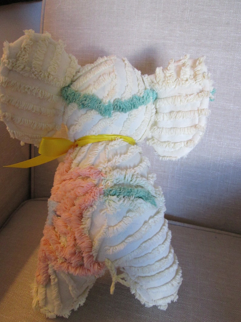 Elephant stuffed animal made from Vintage Chenille bedspread image 3