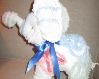 Elephant stuffed animal made from Vintage Chenille bedspread