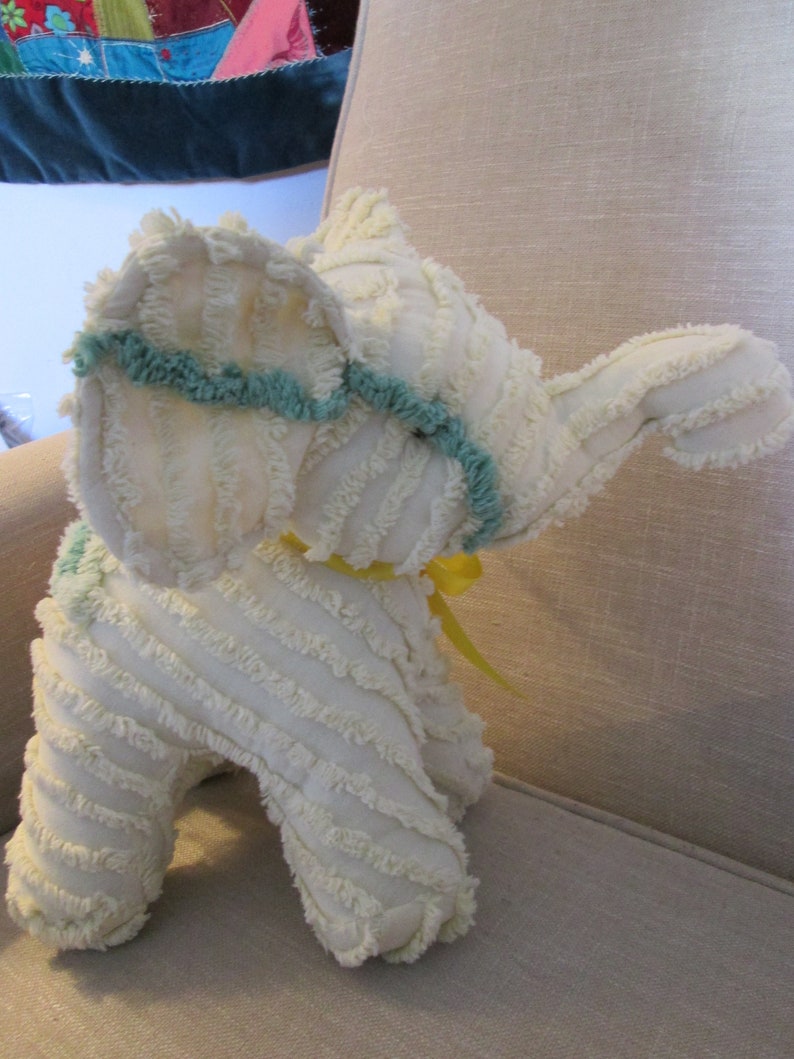 Elephant stuffed animal made from Vintage Chenille bedspread image 2