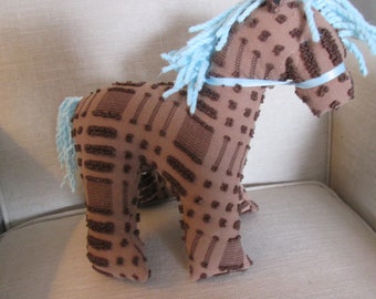 Pony/ horse stuffed animal made from Vintage Chenille bedspread