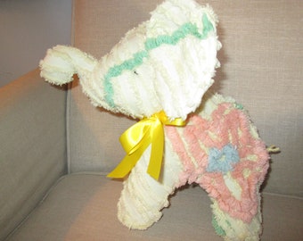 Elephant stuffed animal made from Vintage Chenille bedspread