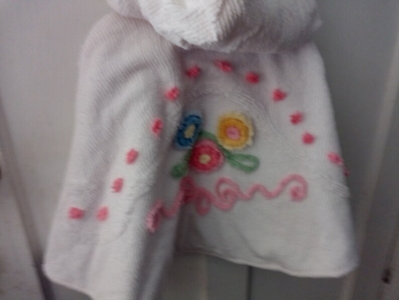 Girl/'s SALE Vintage Chenille and Fleece Reversible Hooded Cape