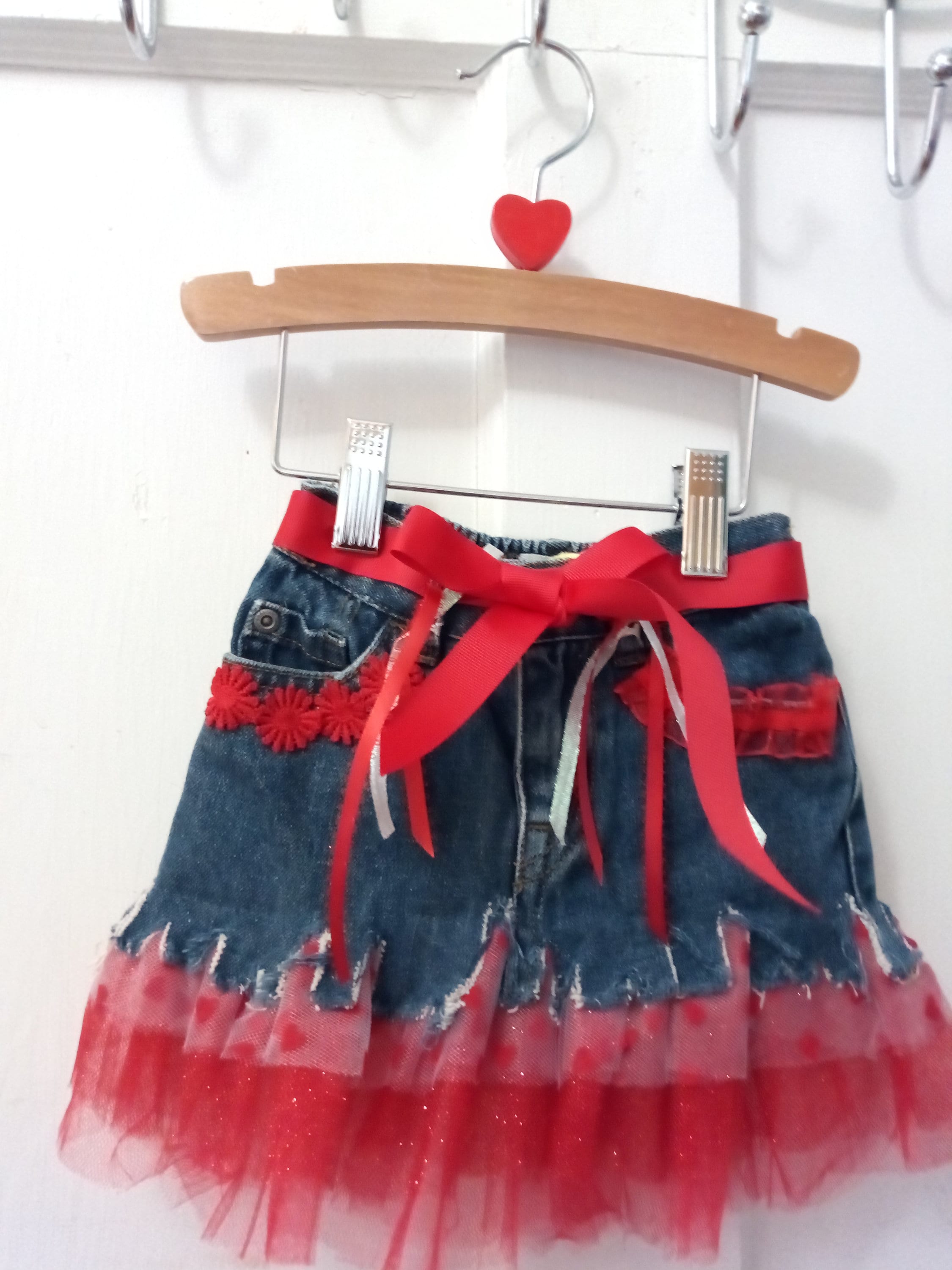 Upcycled Denim Jean and Tulle PIXIE SKIRT Made From Upcycled Jeans Etsy