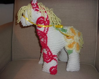 Horse/Pony stuffed animal made from Vintage Chenille bedspread