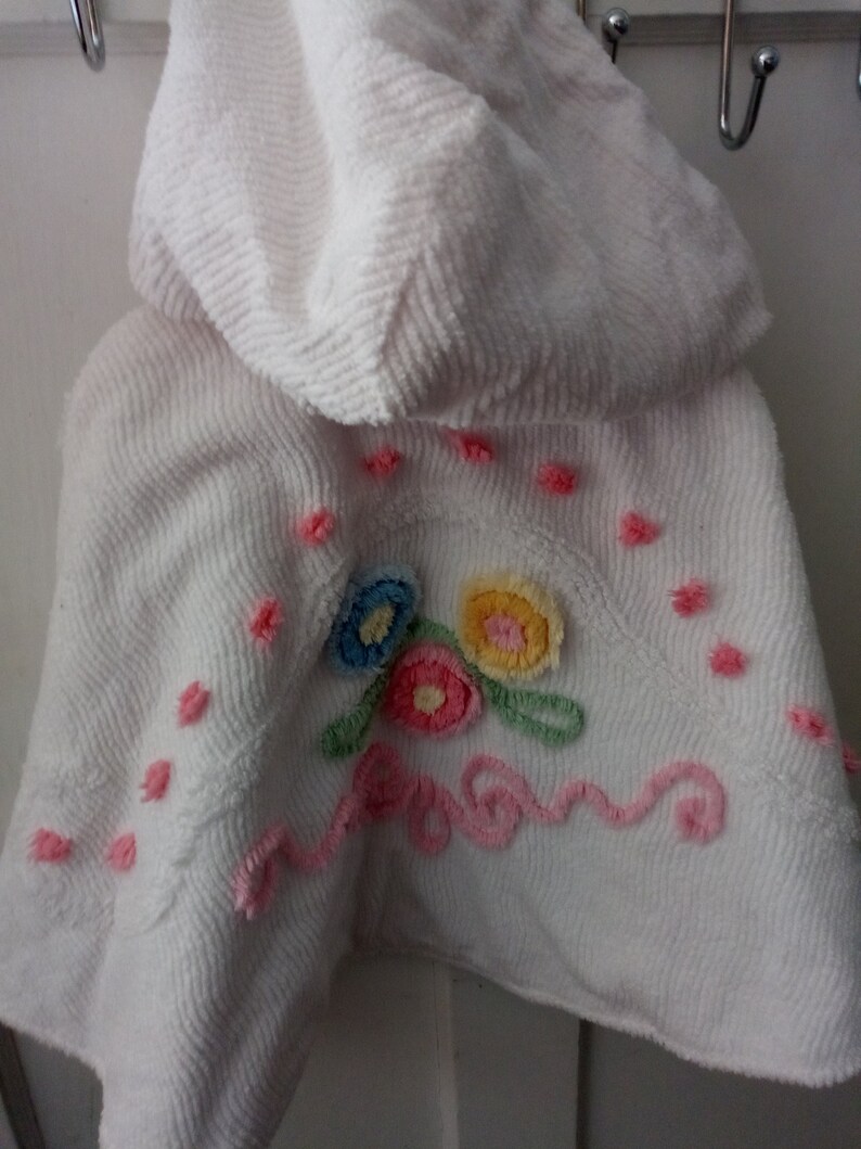 Girl/'s SALE Vintage Chenille and Fleece Reversible Hooded Cape