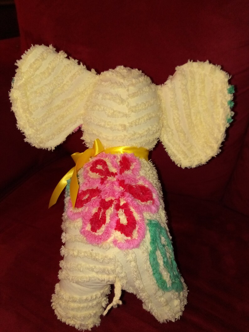 Elephant stuffed animal made from Vintage Chenille bedspread Etsy