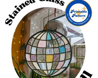 Disco Ball Stained Glass Pattern - PDF Template for Stained Glass Artists (Beginner)