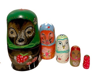 Hand Painted Animal Nesting Dolls