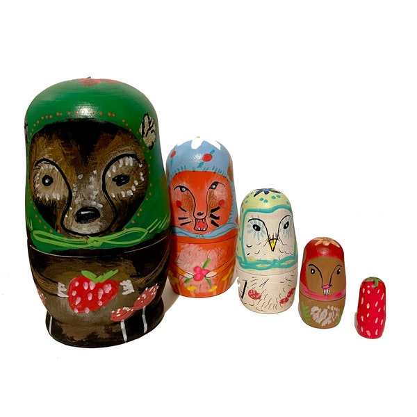 Hand Painted Animal Nesting Dolls