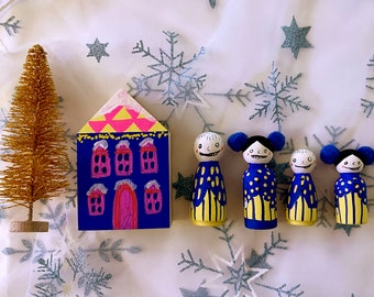 Wooden Doll House Winter Set