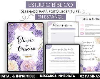 Journal de prière en espagnol, dévotion chrétienne, journal de foi, journal d'étude biblique, étude biblique imprimable, paix intérieure