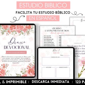 Estudio Biblico y Diario de Oración en Español, Imprimible y Digital, Devocional Cristiano, Bible Study Journal, Estudio Bíblico Imprimible