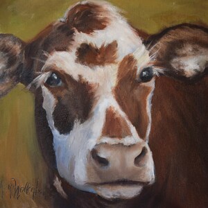 July Cow 8x8 Inch OOAK Oil Painting by Cheri Wollenberg