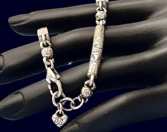 Brighton Bracelet Silver Plated Etched Bar Link Marrakesh Retired 6.5 READ