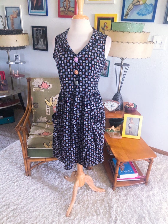 1940s style Dress / 40s style Novelty Print Dress