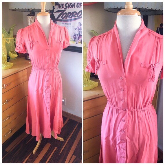 1930s style Pink Dress / 30s style Day Dress with