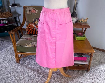 Vintage 1940s Style Skirt: pink -  A-line (m) -  40s 70s
