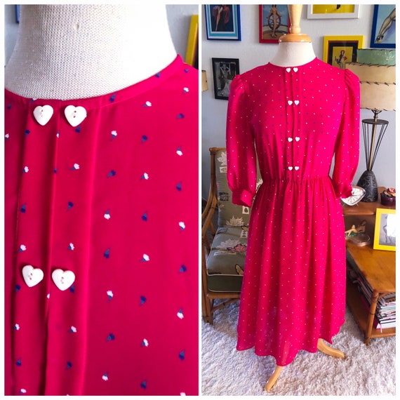 1940s style Print Dress / 40s style heart dress /