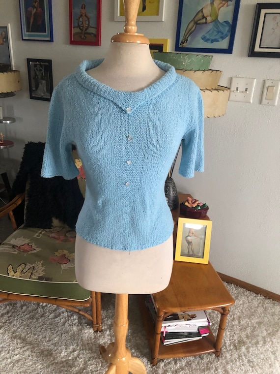 1950s Sweater / 50s Short Sleeve Sweater