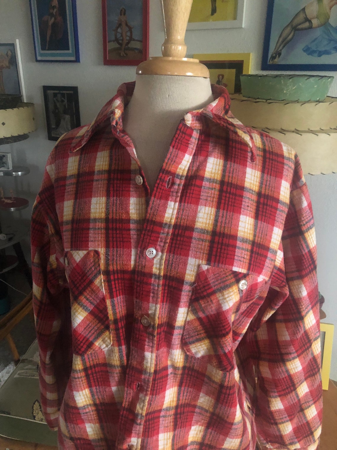 1970s Shirt Plaid Flannel / 70s button down / 70s mens shirt | Etsy