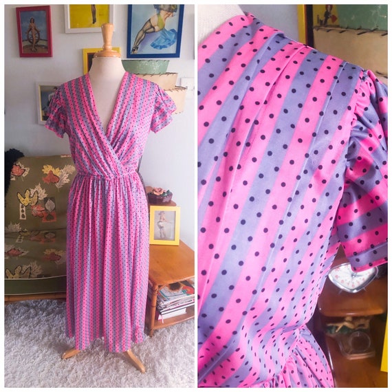 1940s style Dress / 40s style stripe and polka do