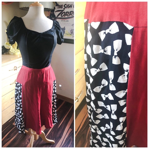 1940s style Skirt / 40s style bow novelty print s